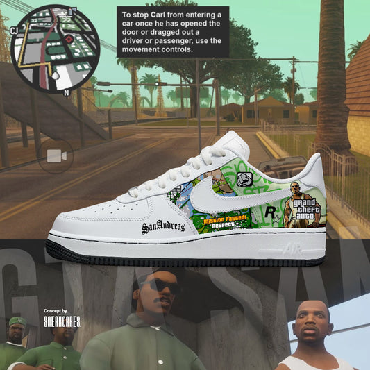 NIKE AIR FORCE GTA SAN ANDREAS CUSTOM PAINT