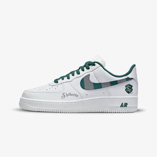 NIKE AIR FORCE CUSTOM SNEAKERS HARRY POTTER SLYTHERIN WHITE
