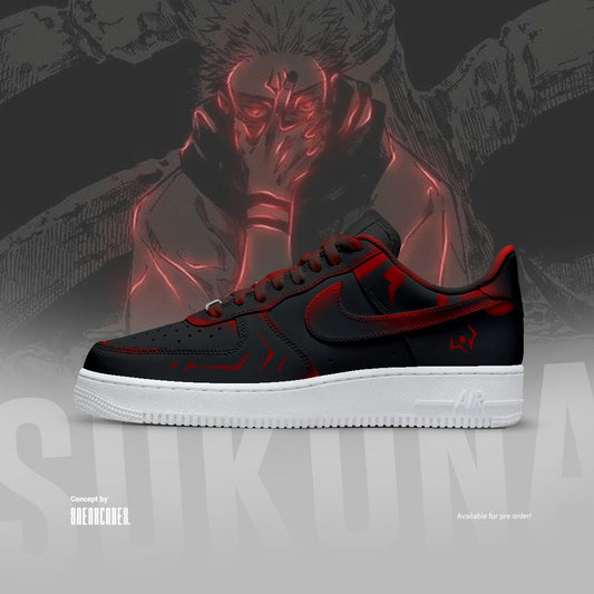 NIKE AIR FORCE CUSTOM SUKUNA BLACK JUJUTSU KAISEN - Sneakcares