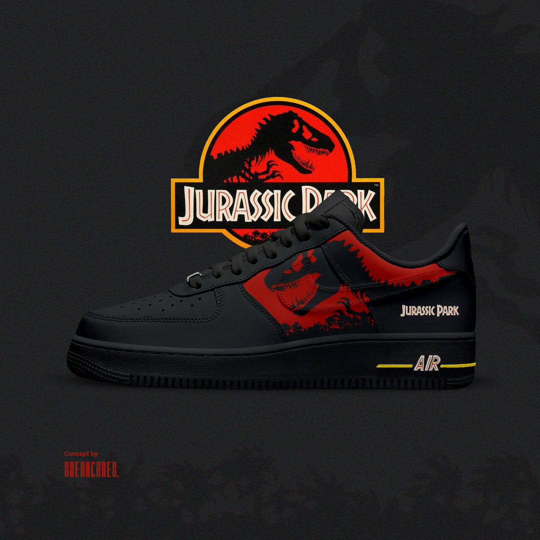 NIKE AIR FORCE JURASSIC PARK CUSTOM SNEAKERS