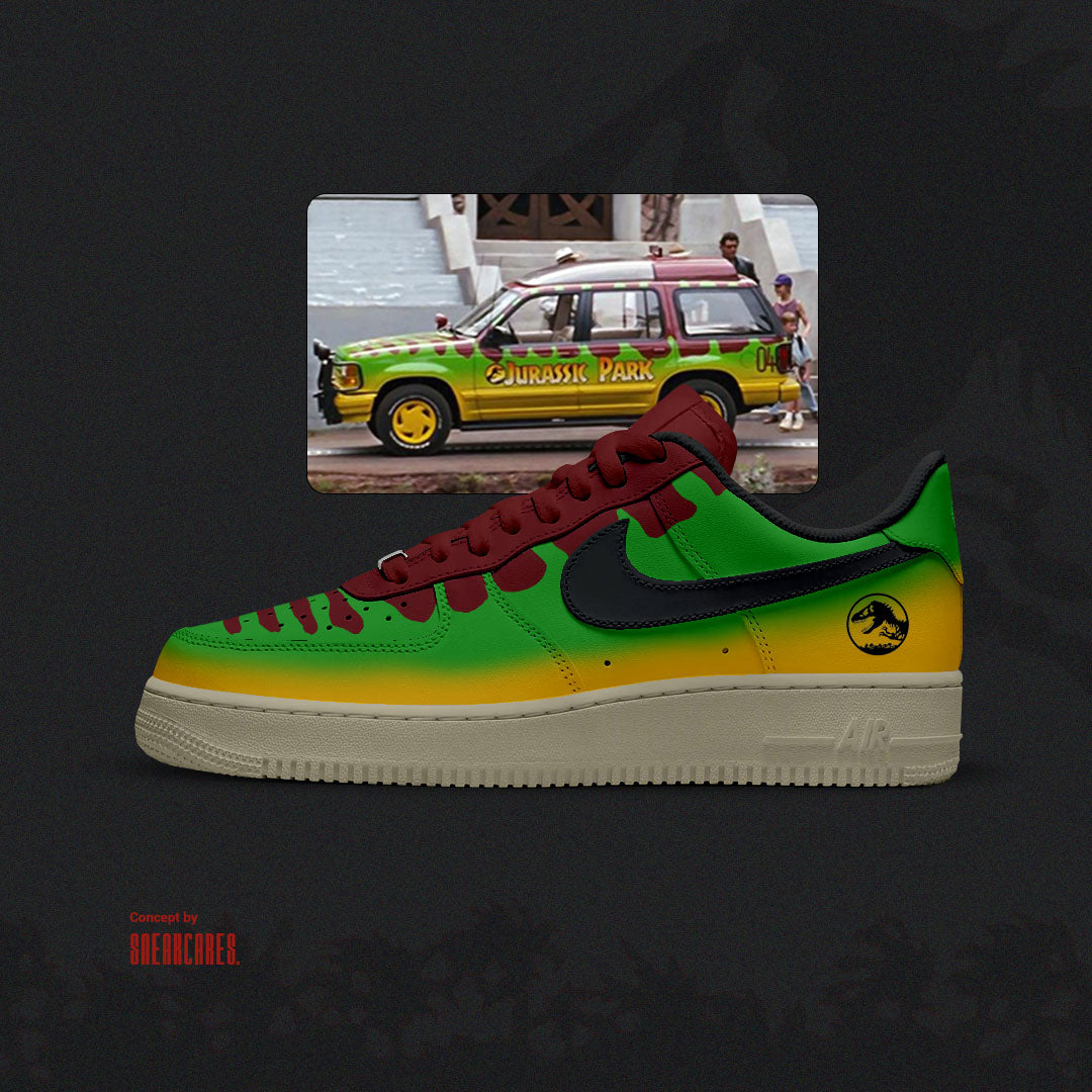 NIKE AIR FORCE JURASSIC PARK CUSTOM SNEAKERS - Sneakcares