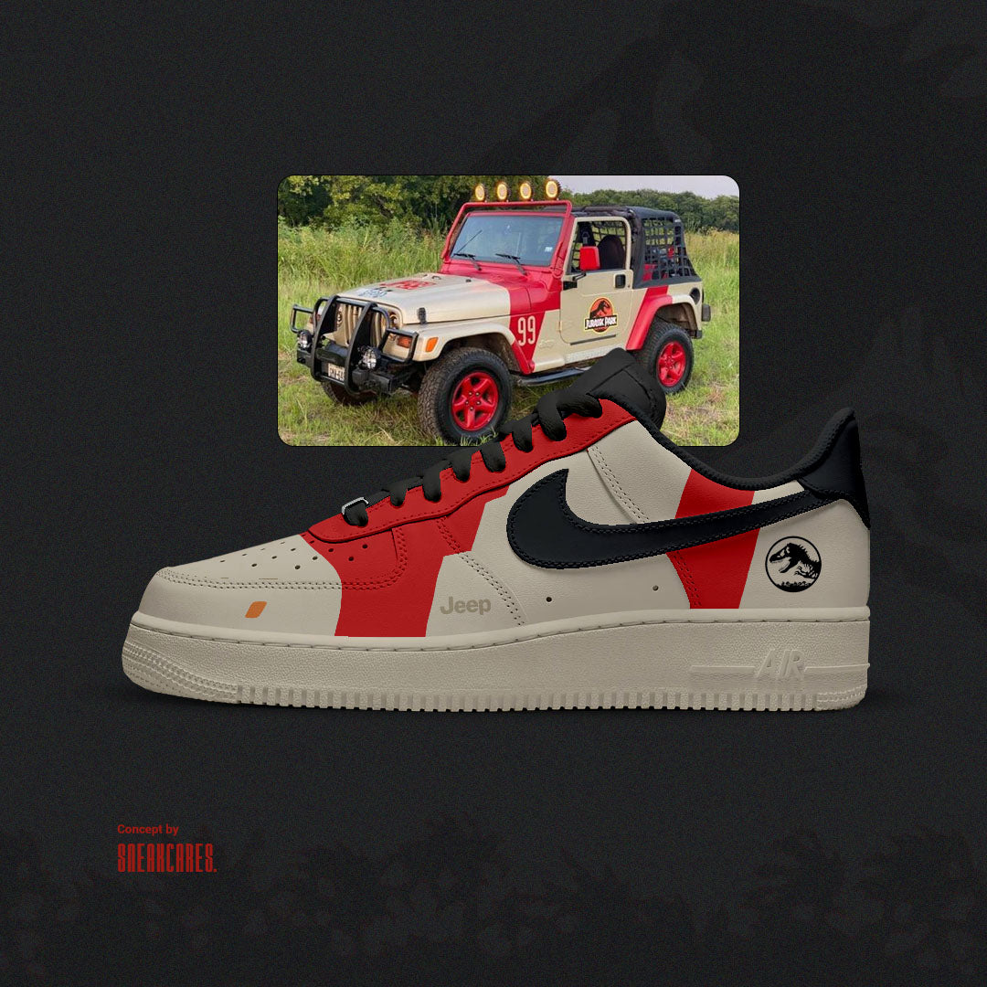 NIKE AIR FORCE JURASSIC PARK CUSTOM SNEAKERS - Sneakcares