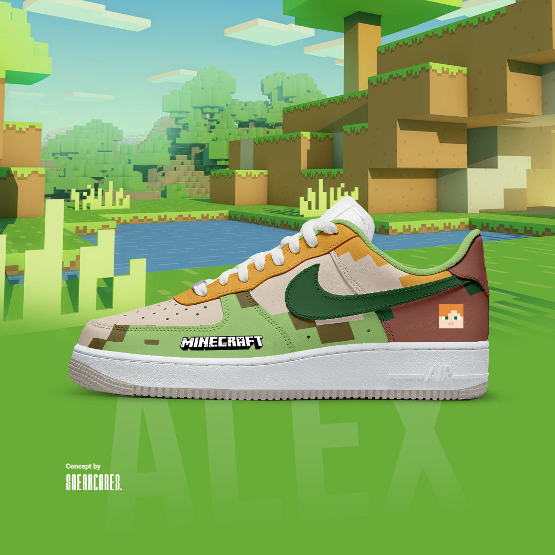 NIKE AIR FORCE ALEX MINECRAFT CUSTOM PAINT