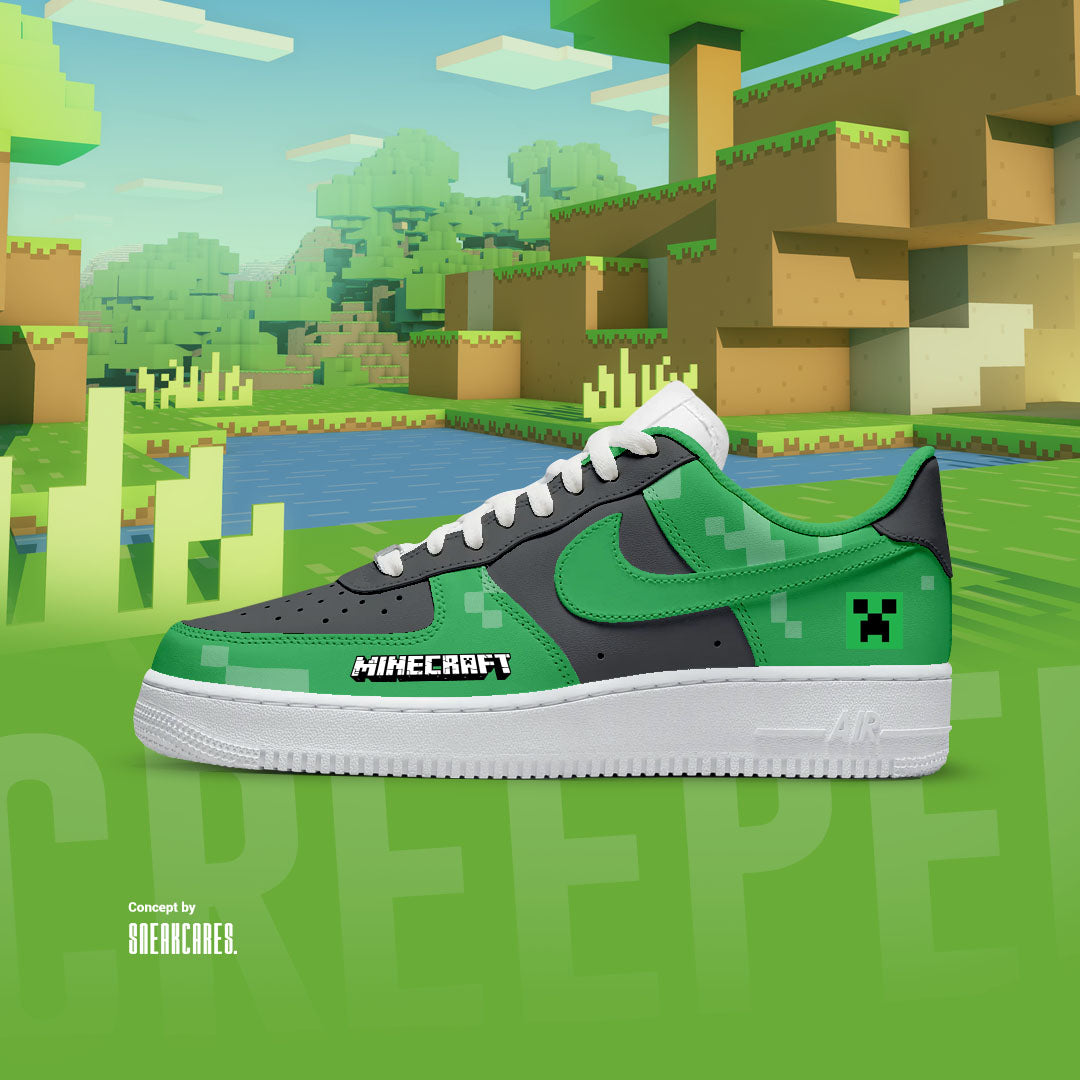 NIKE AIR FORCE CREEPER MINECRAFT CUSTOM PAINT