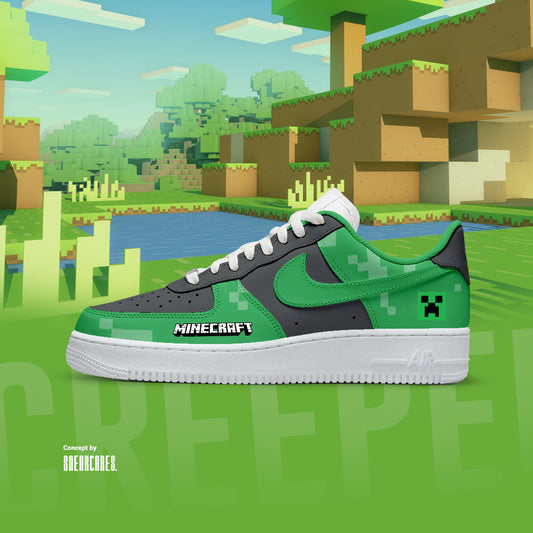 NIKE AIR FORCE CREEPER MINECRAFT CUSTOM PAINT