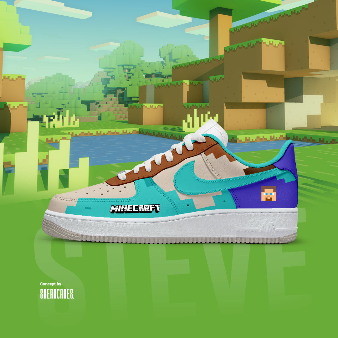 NIKE AIR FORCE STEVE MINECRAFT CUSTOM PAINT