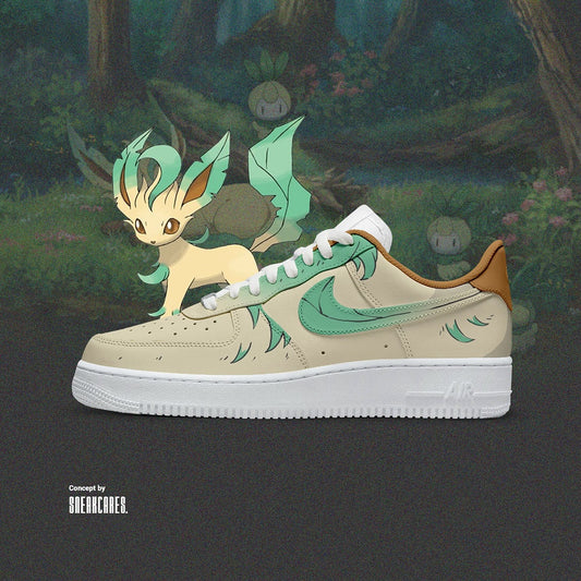 NIKE AIR FORCE CUSTOM LEAFEON POKEMON SNEAKERS - Sneakcares